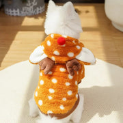 Christmas Reindeer Fleece Dog Hoodie with Antlers