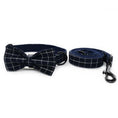 Load image into Gallery viewer, Classic Navy Check Bow Tie Dog Collar & Leash Set | Personalized Free - Southlake Paws