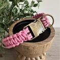 Load image into Gallery viewer, Cobra Braid in Pink & White Stripes - Handmade Dog Collar