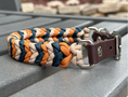 Load image into Gallery viewer, Coiled Charm Hand Braided Dog Collar in Mustard, Navy, & Light Tan - Southlake Paws