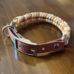 Coiled Charm Hand Braided Dog Collar in Mustard, Goldenrod, & Light Tan