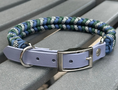 Load image into Gallery viewer, Coiled Charm Hand Braided Dog Collar in Navy, Emerald Green, & Silver Diamonds - Southlake Paws