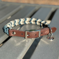 Load image into Gallery viewer, Coiled Charm Hand Braided Dog Collar in Navy, Tan, & Cream - Southlake Paws
