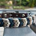 Load image into Gallery viewer, Coiled Charm Hand Braided Dog Collar in Navy, Tan, & Cream - Southlake Paws
