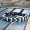 Load image into Gallery viewer, Coiled Charm Hand Braided Dog Collar in Navy, Tan, & Cream - Southlake Paws