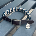 Load image into Gallery viewer, Coiled Charm Hand Braided Dog Collar in Navy, Tan, & Cream - Southlake Paws