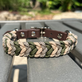 Load image into Gallery viewer, Coiled Charm Hand Braided Dog Collar in Olive, Light Tan, & Coyote Brown Diamonds - Southlake Paws