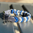 Load image into Gallery viewer, Coiled Charm Hand Braided Dog Collar in Royal Blue, Graphite, & White - Southlake Paws