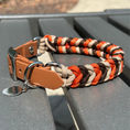 Load image into Gallery viewer, Coiled Charm Hand Braided Dog Collar in Burnt Orange, Walnut Brown, & Light Tan - Southlake Paws