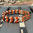 Load image into Gallery viewer, Coiled Charm Hand Braided Dog Collar in Burnt Orange, Walnut Brown, & Light Tan - Southlake Paws