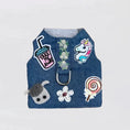 Load image into Gallery viewer, Cool Pup Dog Blue Flowers Plush Swarovski Crystals Crystal Harness - Designer Dog Harness from Southlake Paws