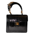 Load image into Gallery viewer, Devon Horse Handle Handbag
Authentic Black Python