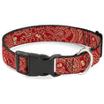 Load image into Gallery viewer, Plastic Clip Collar - Bandana/Skulls Scarlet Red/Gold