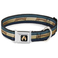 Load image into Gallery viewer, Aquaman 2017 Icon Black/Golds Seatbelt Buckle Collar - AQUAMAN Scales Stripe Blues/Golds