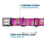 ADVENTURE TIME Title Logo Full Color White Seatbelt Buckle Collar - Adventure Time Princess Bubblegum Poses Collage Lavender