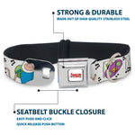 ADVENTURE TIME Title Logo Full Color White Seatbelt Buckle Collar - Adventure Time Finn and Jake Long Arms Dancing Pose White
