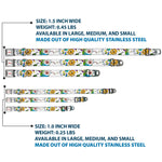 ADVENTURE TIME Title Logo Full Color White Seatbelt Buckle Collar - Adventure Time Jake and Finn Open Pack Pose White