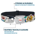 ADVENTURE TIME Title Logo Full Color White Seatbelt Buckle Collar - Adventure Time Jake and Finn Open Pack Pose White