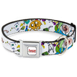 ADVENTURE TIME Title Logo Full Color White Seatbelt Buckle Collar - Adventure Time Jake and Finn Open Pack Pose White