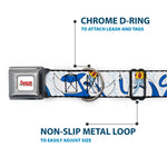 ADVENTURE TIME Title Logo Full Color White Seatbelt Buckle Collar - Adventure Time Ice King Poses and Bolts White/Blue