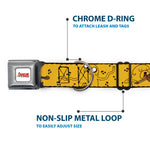 ADVENTURE TIME Title Logo Full Color White Seatbelt Buckle Collar - Adventure Time Jake Dancing and Violin Poses Yellow