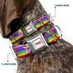 ADVENTURE TIME Title Logo Full Color White Seatbelt Buckle Collar - Adventure Time Lady Raincorn Poses Stripe Rainbow