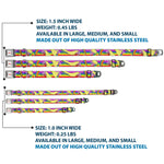 ADVENTURE TIME Title Logo Full Color White Seatbelt Buckle Collar - Adventure Time Lady Raincorn Poses Stripe Rainbow