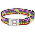 Load image into Gallery viewer, ADVENTURE TIME Title Logo Full Color White Seatbelt Buckle Collar - Adventure Time Lady Raincorn Poses Stripe Rainbow