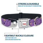 ADVENTURE TIME Title Logo Full Color White Seatbelt Buckle Collar - Adventure Time Lumpy Space Princess Expressions Stacked Lavender