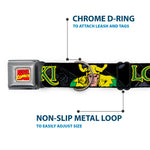 MARVEL COMICS Marvel Comics Logo Full Color Seatbelt Buckle Collar - LOKI in Action Black/Gray/Yellow/Green