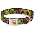 Load image into Gallery viewer, MARVEL COMICS Marvel Comics Logo Full Color Seatbelt Buckle Collar - Thor & Loki Poses/Retro Comic Books Stacked