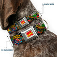 Load image into Gallery viewer, MARVEL COMICS Marvel Comics Logo Full Color Seatbelt Buckle Collar - Retro Marvel Comic Books Stacked CLOSE-UP