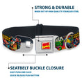 Load image into Gallery viewer, MARVEL COMICS Marvel Comics Logo Full Color Seatbelt Buckle Collar - Retro Marvel Comic Books Stacked CLOSE-UP