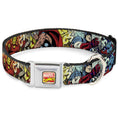 Load image into Gallery viewer, Marvel Comics Logo Full Color Seatbelt Buckle Collar - 4-Superhero Action Poses/Comic Scenes White/Black/Full Color Splatter