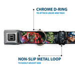 AVENGERS Block Logo Full Color Black/White Seatbelt Buckle Collar - 7-Vivid Avengers Action Poses
