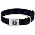 Load image into Gallery viewer, Black Panther Avengers Icon Black/Silver Seatbelt Buckle Collar - Black Panther Avengers Icon Outline Black/Purple