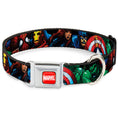 Load image into Gallery viewer, MARVEL Full Color Red/White Seatbelt Buckle Collar - Marvel Universe Superheroes Stacked