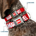 Load image into Gallery viewer, MARVEL Full Color Red/White Seatbelt Buckle Collar - MARVEL Red Brick Logo Red/White