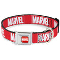 Load image into Gallery viewer, MARVEL Full Color Red/White Seatbelt Buckle Collar - MARVEL Red Brick Logo Red/White
