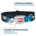 Load image into Gallery viewer, MARVEL UNIVERSE MARVEL Full Color Red White Seatbelt Buckle Collar - Kawaii Thor Poses/Hammer Monogram Blues