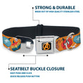 Load image into Gallery viewer, Avengers A Logo Full Color Black/Orange Seatbelt Buckle Collar - Marvel 9-Avengers Halloween Jack-O-Lantern Pumpkin Icons Scattered Orange