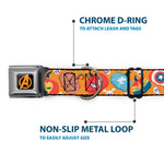 Avengers A Logo Full Color Black/Orange Seatbelt Buckle Collar - Marvel 9-Avengers Halloween Jack-O-Lantern Pumpkin Icons Scattered Orange