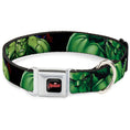 Load image into Gallery viewer, MARVEL AVENGERS Logo Full Color Black/Red/White Seatbelt Buckle Collar - Marvel Hulk CLOSE-UP Poses