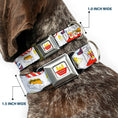 Load image into Gallery viewer, Beavis and Butt-Head BURGER WORLD Logo Full Color White Seatbelt Buckle Collar - BEAVIS AND BUTT-HEAD Burger World Icons Collage White
