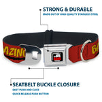 THE BIG BANG THEORY Full Color Black White Red Seatbelt Buckle Collar - BAZINGA! Red/Gold/Black