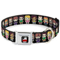 Load image into Gallery viewer, THE BIG BANG THEORY Full Color Black White Red Seatbelt Buckle Collar - Big Bang Theory Chibi Characters Black