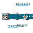 Load image into Gallery viewer, Beach Dawg Care Paw Logo Full Color Black Seatbelt Buckle Collar - BEACH DAWG CARE ALL DOGS ARE EQUAL Turquoise/White