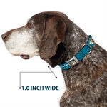 Beach Dawg Care Paw Logo Full Color Black Seatbelt Buckle Collar - BEACH DAWG CARE ALL DOGS ARE EQUAL Turquoise/White