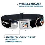 Beach Dawg Care Paw Logo Full Color Black Seatbelt Buckle Collar - BEACH DAWG CARE ALL DOGS ARE EQUAL Black/White