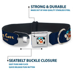 Beach Dawg Care Paw Logo Full Color Black Seatbelt Buckle Collar - BEACH DAWG CARE ALL DOGS ARE EQUAL Navy/Oange